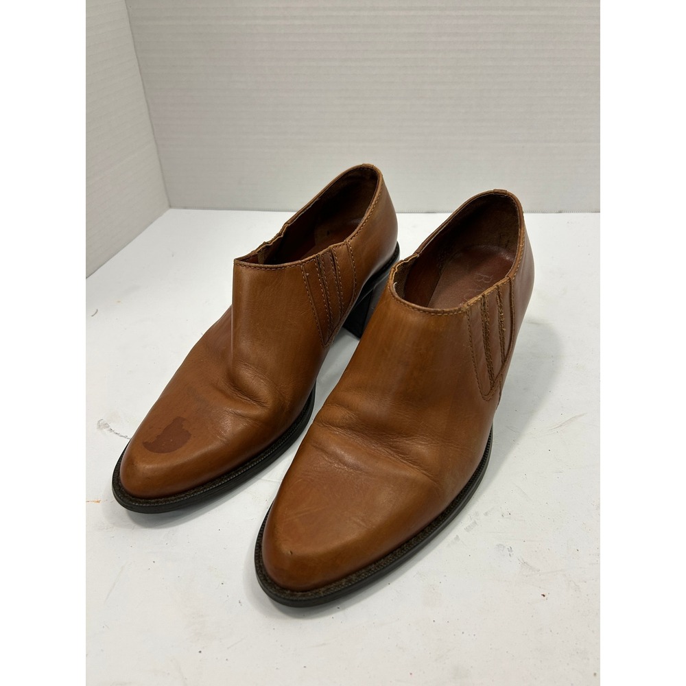 Bass Leather Ankle Boots 6.5M Tan‎ Block Heel Absolute Brazil Dark Academia Fall